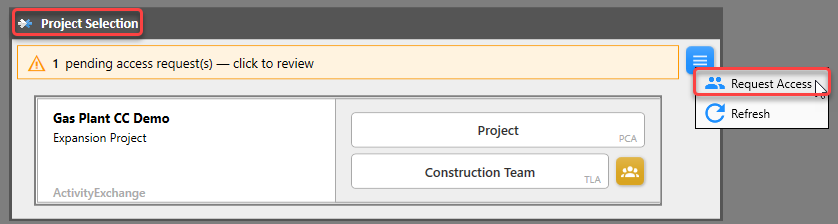 Request Access Menu